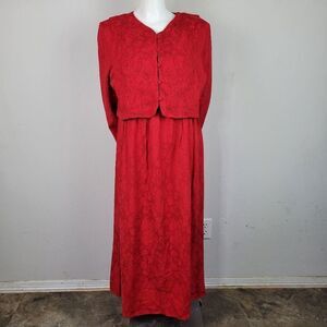 Karin Stevens Electric Red Long‎ Sleeve Maxi Dress Size 12